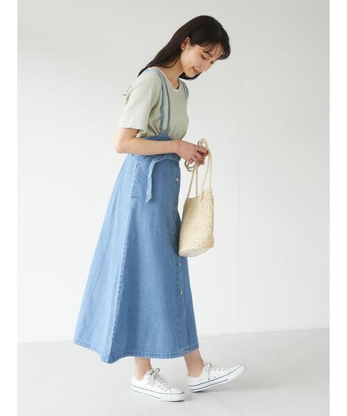 Sugar spoon（シュガースプーン）の「・SUGAR SPOON デニムベルトツキジャンスカ＊（ジャンパースカート・レディース・ライトインディゴブルー/ブラック/ワンウォッシュ・FREE）」の9枚目の写真