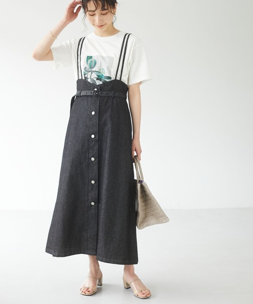 Sugar spoon（シュガースプーン）の「・SUGAR SPOON デニムベルトツキジャンスカ＊（ジャンパースカート・レディース・ライトインディゴブルー/ブラック/ワンウォッシュ・FREE）」の2枚目の写真