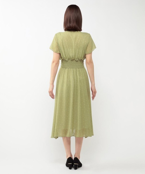 MEW'S REFINED CLOTHES(ミューズリファインドクローズ)の「シアードットワンピース(ワンピース・レディース・ブラック/ライトグリーン・MEDIUM)」の6枚目の写真