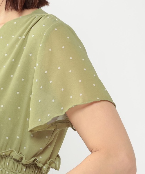 MEW'S REFINED CLOTHES(ミューズリファインドクローズ)の「シアードットワンピース(ワンピース・レディース・ブラック/ライトグリーン・MEDIUM)」の8枚目の写真