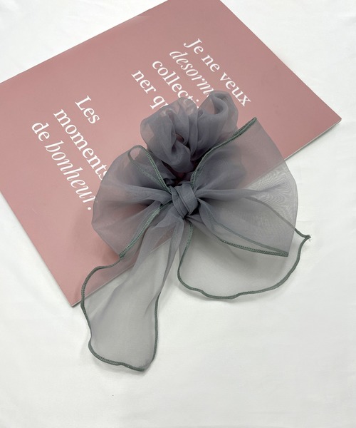 CEMONEMO(セモネモ)の「パイピング シアーシュシュ(シュシュ・レディース・ブラック/グレー/ブラウン/コーラル/アイボリー・FREE)」の4枚目の写真