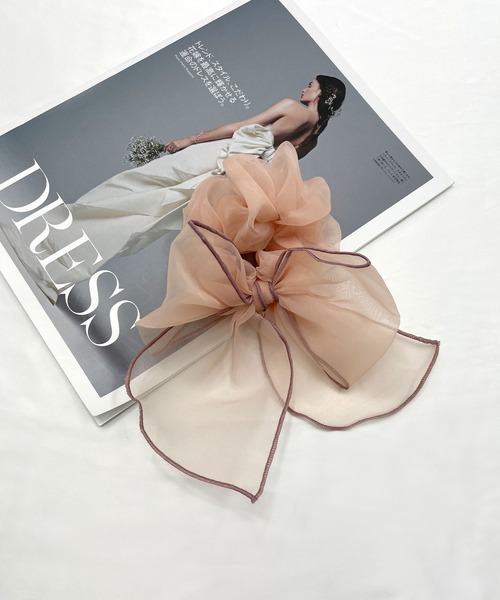 CEMONEMO(セモネモ)の「パイピング シアーシュシュ(シュシュ・レディース・ブラック/グレー/ブラウン/コーラル/アイボリー・FREE)」の1枚目の写真