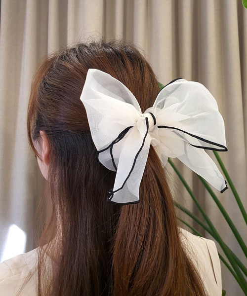 CEMONEMO(セモネモ)の「パイピング シアーシュシュ(シュシュ・レディース・ブラック/グレー/ブラウン/コーラル/アイボリー・FREE)」の6枚目の写真