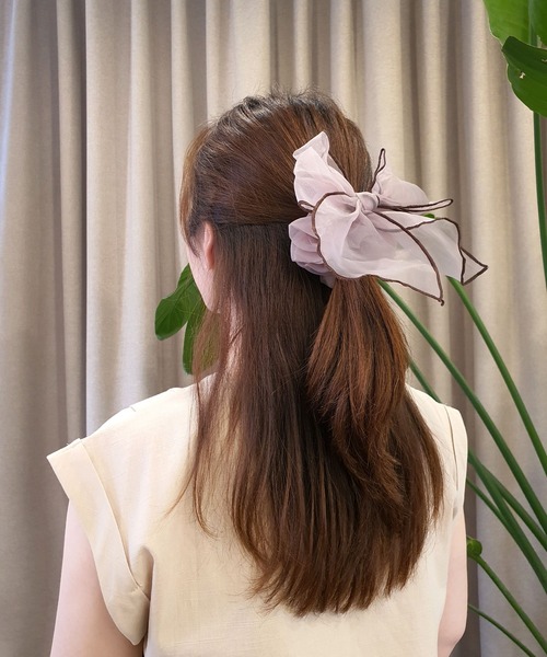 CEMONEMO(セモネモ)の「パイピング シアーシュシュ(シュシュ・レディース・ブラック/グレー/ブラウン/コーラル/アイボリー・FREE)」の11枚目の写真