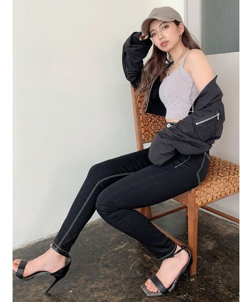 GYDA（ジェイダ）の「ショートギャザーMA1（MA-1・レディース・ブラック/カーキ・FREE）」の8枚目の写真