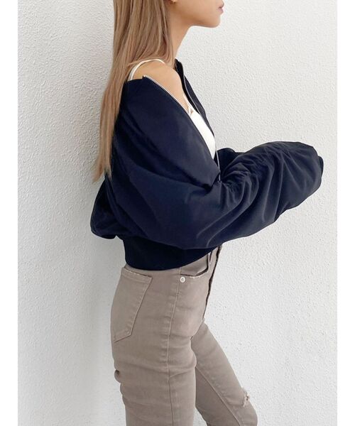 GYDA（ジェイダ）の「ショートギャザーMA1（MA-1・レディース・ブラック/カーキ・FREE）」の14枚目の写真