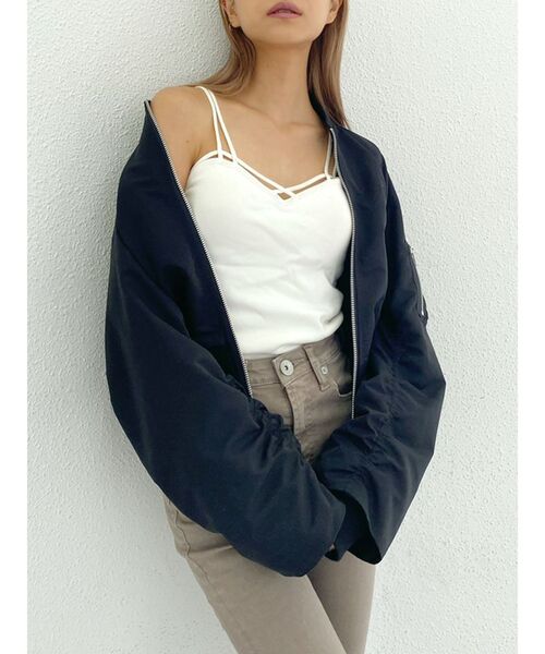 GYDA（ジェイダ）の「ショートギャザーMA1（MA-1・レディース・ブラック/カーキ・FREE）」の16枚目の写真