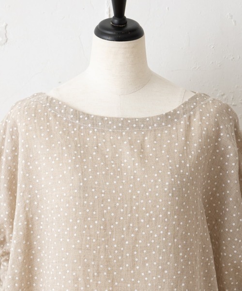 BEARDSLEY（ビアズリー）の「ドットプリント麻ブラウス（シャツ/ブラウス・レディース・ホワイト/ブラック・FREE）」の5枚目の写真