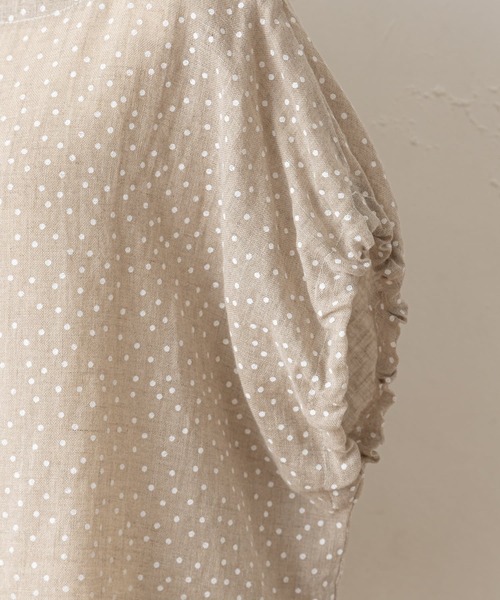 BEARDSLEY（ビアズリー）の「ドットプリント麻ブラウス（シャツ/ブラウス・レディース・ホワイト/ブラック・FREE）」の8枚目の写真