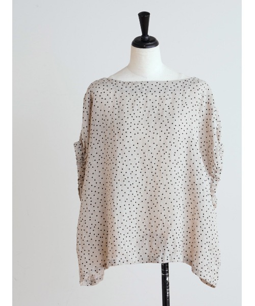 BEARDSLEY（ビアズリー）の「ドットプリント麻ブラウス（シャツ/ブラウス・レディース・ホワイト/ブラック・FREE）」の12枚目の写真