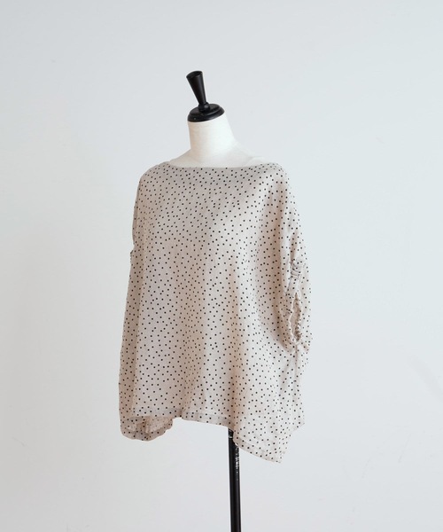 BEARDSLEY（ビアズリー）の「ドットプリント麻ブラウス（シャツ/ブラウス・レディース・ホワイト/ブラック・FREE）」の15枚目の写真