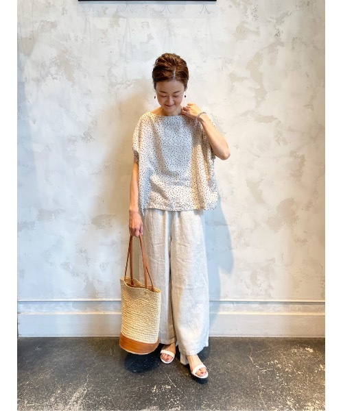 BEARDSLEY（ビアズリー）の「ドットプリント麻ブラウス（シャツ/ブラウス・レディース・ホワイト/ブラック・FREE）」の14枚目の写真