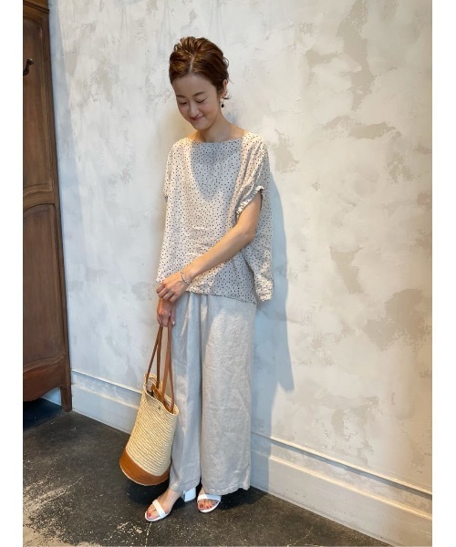 BEARDSLEY（ビアズリー）の「ドットプリント麻ブラウス（シャツ/ブラウス・レディース・ホワイト/ブラック・FREE）」の20枚目の写真