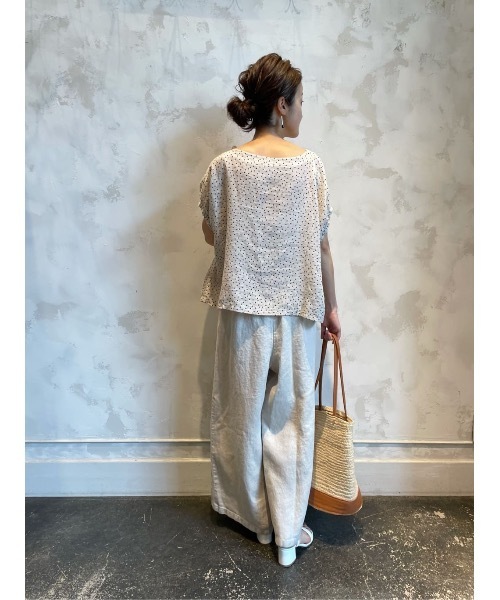 BEARDSLEY（ビアズリー）の「ドットプリント麻ブラウス（シャツ/ブラウス・レディース・ホワイト/ブラック・FREE）」の22枚目の写真