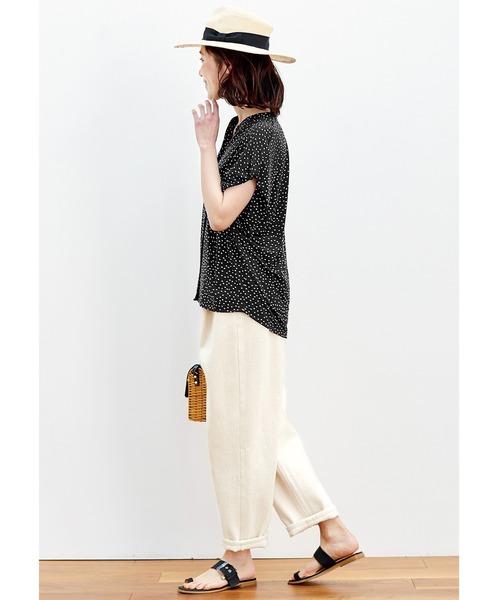 Live in comfort（リブインコンフォート）の「リブ　イン　コンフォート　きちんと見えて伸びやかでらくちん！ドット柄ブラウス（シャツ/ブラウス・レディース・ホワイト/ブラック/ベージュ・MEDIUM/LARGE/X-LARGE/SMALL/XX-LARGE/XXX-LARGE）」の8枚目の写真