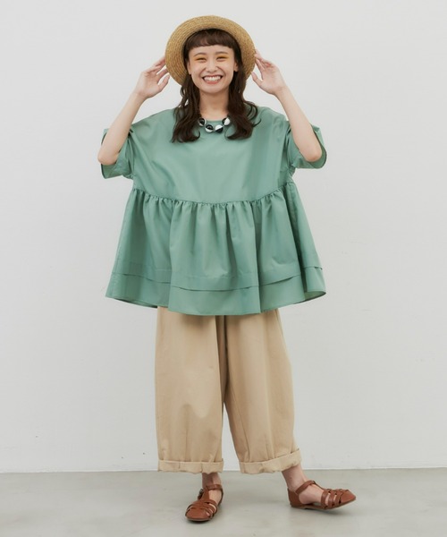 MERLOT（メルロー）の「ふんわりひらっとティアードブラウス（シャツ/ブラウス・レディース・ホワイト/ブラック/グリーン・FREE）」の4枚目の写真