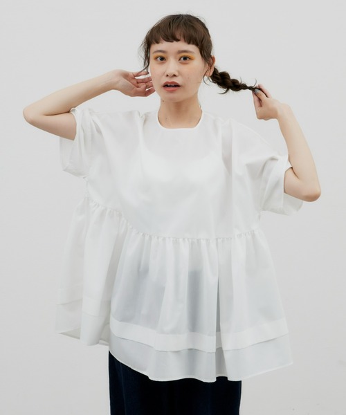 MERLOT（メルロー）の「ふんわりひらっとティアードブラウス（シャツ/ブラウス・レディース・ホワイト/ブラック/グリーン・FREE）」の10枚目の写真