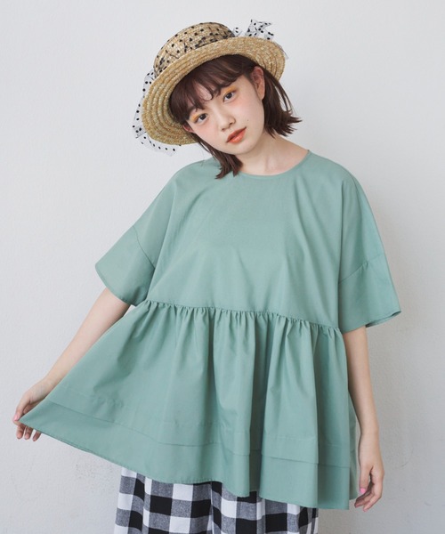 MERLOT（メルロー）の「ふんわりひらっとティアードブラウス（シャツ/ブラウス・レディース・ホワイト/ブラック/グリーン・FREE）」の12枚目の写真