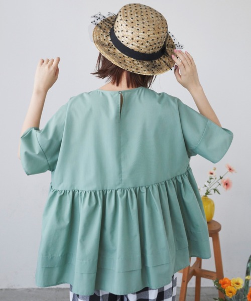 MERLOT（メルロー）の「ふんわりひらっとティアードブラウス（シャツ/ブラウス・レディース・ホワイト/ブラック/グリーン・FREE）」の14枚目の写真