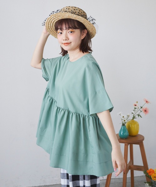 MERLOT（メルロー）の「ふんわりひらっとティアードブラウス（シャツ/ブラウス・レディース・ホワイト/ブラック/グリーン・FREE）」の13枚目の写真