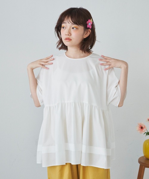 MERLOT（メルロー）の「ふんわりひらっとティアードブラウス（シャツ/ブラウス・レディース・ホワイト/ブラック/グリーン・FREE）」の19枚目の写真