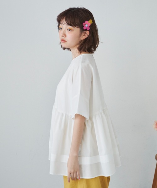 MERLOT（メルロー）の「ふんわりひらっとティアードブラウス（シャツ/ブラウス・レディース・ホワイト/ブラック/グリーン・FREE）」の20枚目の写真