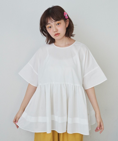 MERLOT（メルロー）の「ふんわりひらっとティアードブラウス（シャツ/ブラウス・レディース・ホワイト/ブラック/グリーン・FREE）」の21枚目の写真