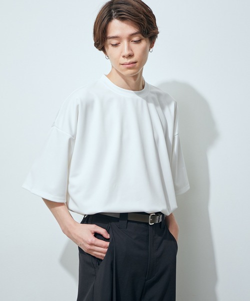 JUNRED（ジュンレッド）の「ポンチクルーショートスリーブ（Tシャツ/カットソー・メンズ・ホワイト/グレー/ネイビー/ピンク・S/M/L）」の2枚目の写真