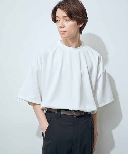 JUNRED（ジュンレッド）の「ポンチクルーショートスリーブ（Tシャツ/カットソー・メンズ・ホワイト/グレー/ネイビー/ピンク・S/M/L）」の5枚目の写真