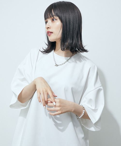 JUNRED（ジュンレッド）の「ポンチクルーショートスリーブ（Tシャツ/カットソー・メンズ・ホワイト/グレー/ネイビー/ピンク・S/M/L）」の18枚目の写真