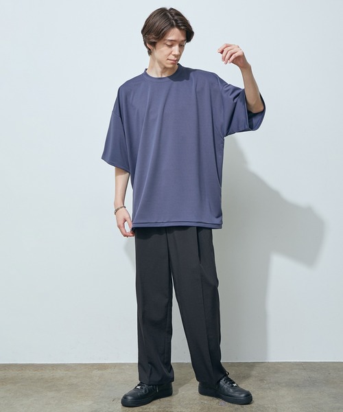 JUNRED（ジュンレッド）の「ポンチクルーショートスリーブ（Tシャツ/カットソー・メンズ・ホワイト/グレー/ネイビー/ピンク・S/M/L）」の7枚目の写真