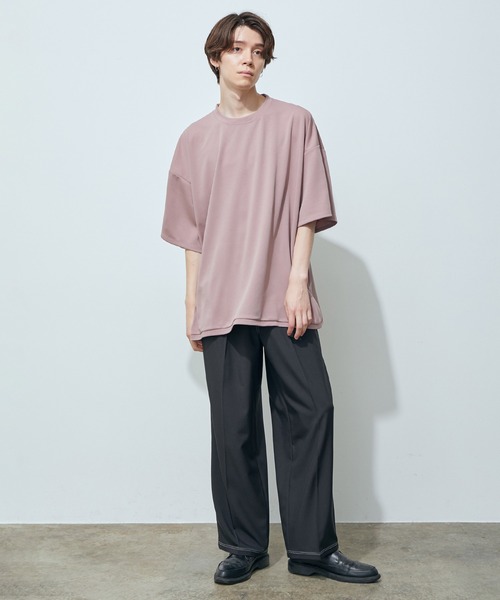 JUNRED（ジュンレッド）の「ポンチクルーショートスリーブ（Tシャツ/カットソー・メンズ・ホワイト/グレー/ネイビー/ピンク・S/M/L）」の16枚目の写真