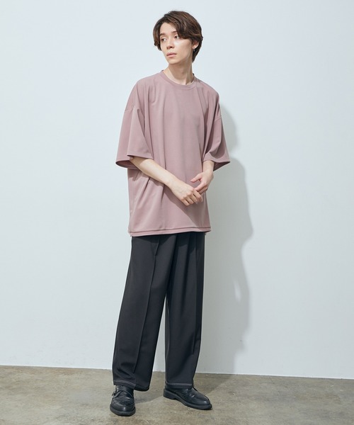 JUNRED（ジュンレッド）の「ポンチクルーショートスリーブ（Tシャツ/カットソー・メンズ・ホワイト/グレー/ネイビー/ピンク・S/M/L）」の13枚目の写真