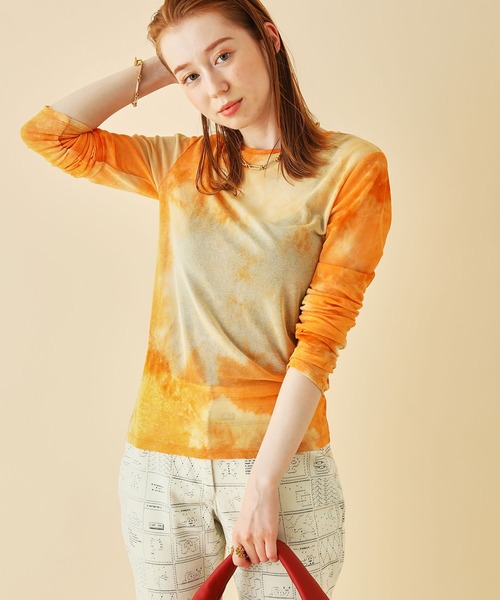 MADEMOISELLE ROPE'（マドモアゼル ロペ）の「マーブルロングスリーブTシャツ（Tシャツ/カットソー・レディース・パープル/オレンジ・38）」の10枚目の写真