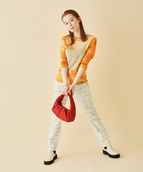 MADEMOISELLE ROPE'（マドモアゼル ロペ）の「マーブルロングスリーブTシャツ（Tシャツ/カットソー・レディース・パープル/オレンジ・38）」の4枚目の写真