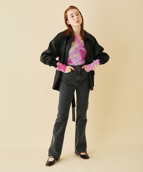 MADEMOISELLE ROPE'（マドモアゼル ロペ）の「マーブルロングスリーブTシャツ（Tシャツ/カットソー・レディース・パープル/オレンジ・38）」の8枚目の写真