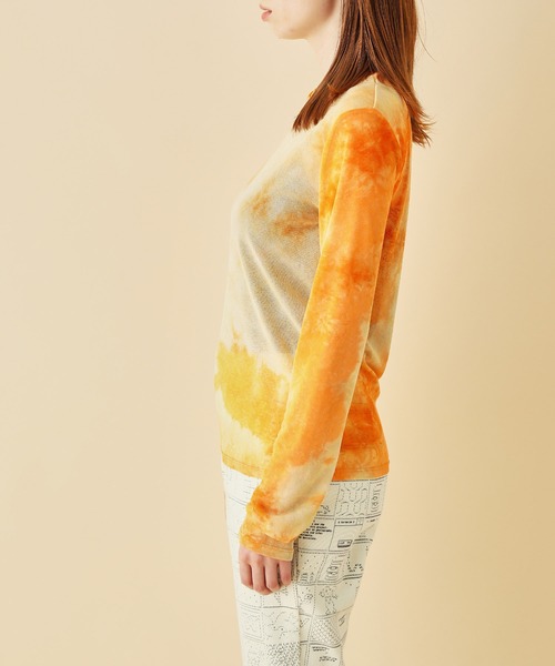 MADEMOISELLE ROPE'（マドモアゼル ロペ）の「マーブルロングスリーブTシャツ（Tシャツ/カットソー・レディース・パープル/オレンジ・38）」の3枚目の写真