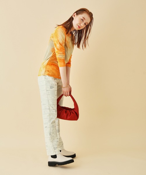 MADEMOISELLE ROPE'（マドモアゼル ロペ）の「マーブルロングスリーブTシャツ（Tシャツ/カットソー・レディース・パープル/オレンジ・38）」の5枚目の写真