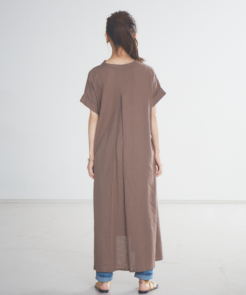 abahouse mavie（アバハウスマヴィ）の「ecru　レーヨンリネンスキッパーワンピース（ワンピース・レディース・ブラウン/ブラック/カーキ・フリー）」の7枚目の写真
