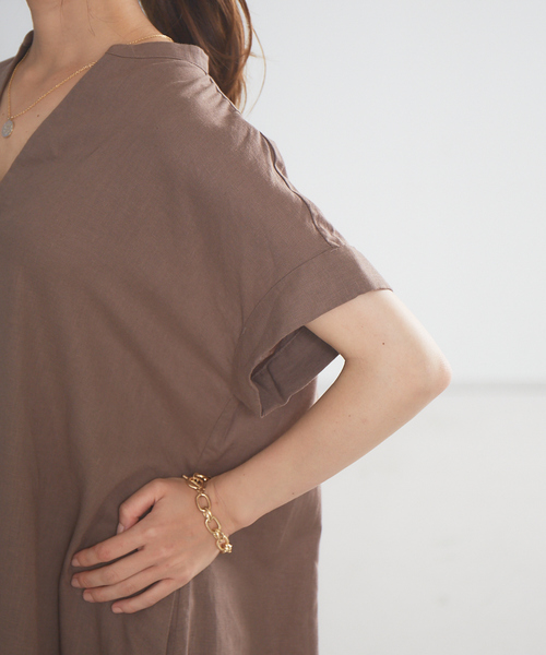 abahouse mavie（アバハウスマヴィ）の「ecru　レーヨンリネンスキッパーワンピース（ワンピース・レディース・ブラウン/ブラック/カーキ・フリー）」の9枚目の写真