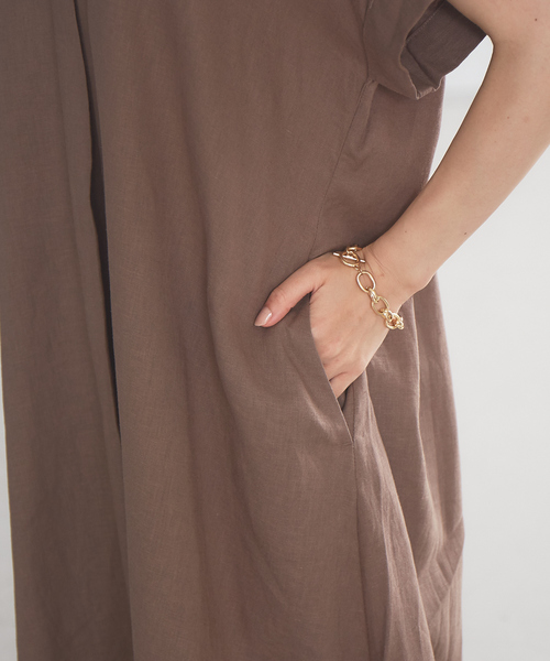abahouse mavie（アバハウスマヴィ）の「ecru　レーヨンリネンスキッパーワンピース（ワンピース・レディース・ブラウン/ブラック/カーキ・フリー）」の10枚目の写真