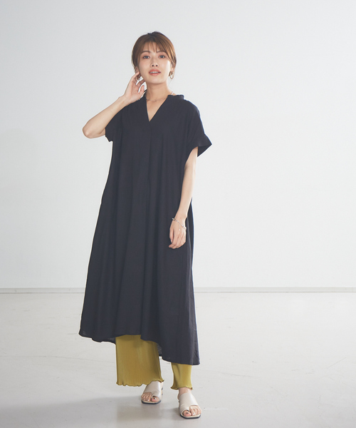 abahouse mavie（アバハウスマヴィ）の「ecru　レーヨンリネンスキッパーワンピース（ワンピース・レディース・ブラウン/ブラック/カーキ・フリー）」の12枚目の写真