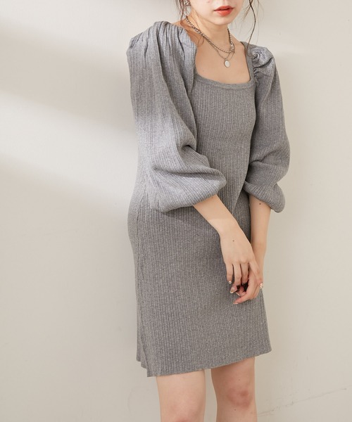 Chico(チコ)の「ボリューム袖リブスクエアミニワンピース(ワンピース・レディース・グレー/ブラック/ブラウン・FREE)」の19枚目の写真