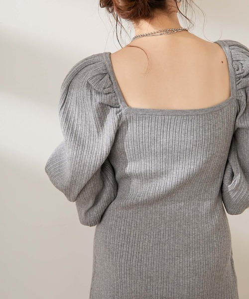 Chico(チコ)の「ボリューム袖リブスクエアミニワンピース(ワンピース・レディース・グレー/ブラック/ブラウン・FREE)」の20枚目の写真