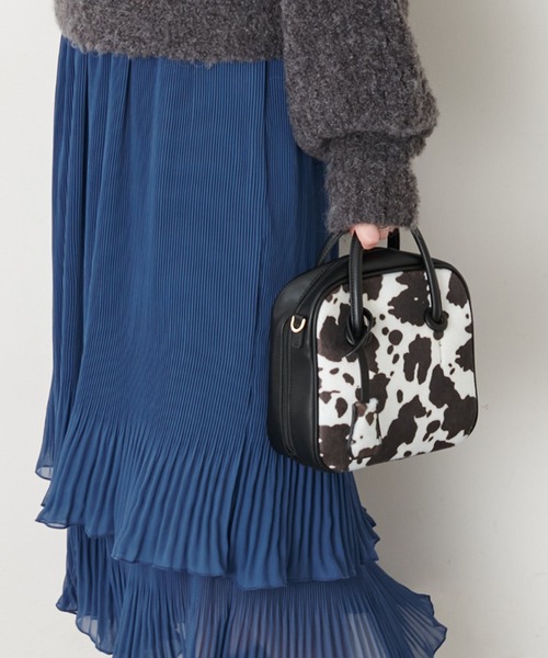 natural couture（ナチュラルクチュール）の「ボックス型アソートボストンバッグ（ショルダーバッグ・レディース・ブラック/ブラック系その他・FREE）」の2枚目の写真