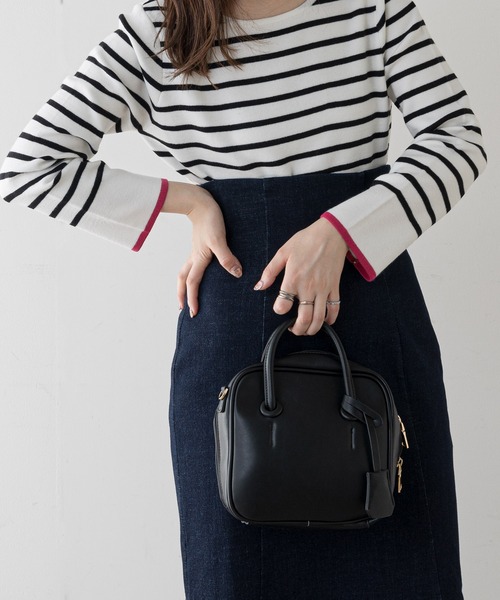 natural couture（ナチュラルクチュール）の「ボックス型アソートボストンバッグ（ショルダーバッグ・レディース・ブラック/ブラック系その他・FREE）」の10枚目の写真