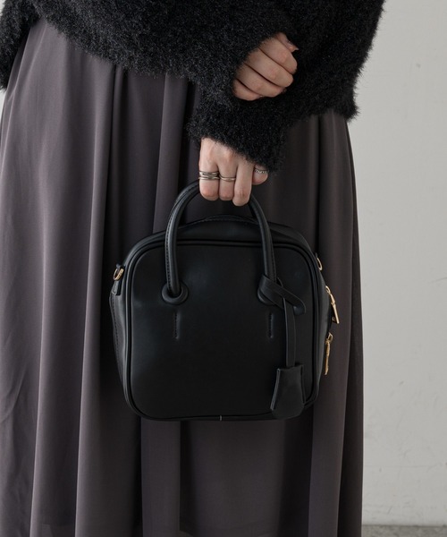 natural couture（ナチュラルクチュール）の「ボックス型アソートボストンバッグ（ショルダーバッグ・レディース・ブラック/ブラック系その他・FREE）」の11枚目の写真