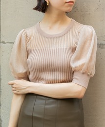 シアーボリュームスリーブニット