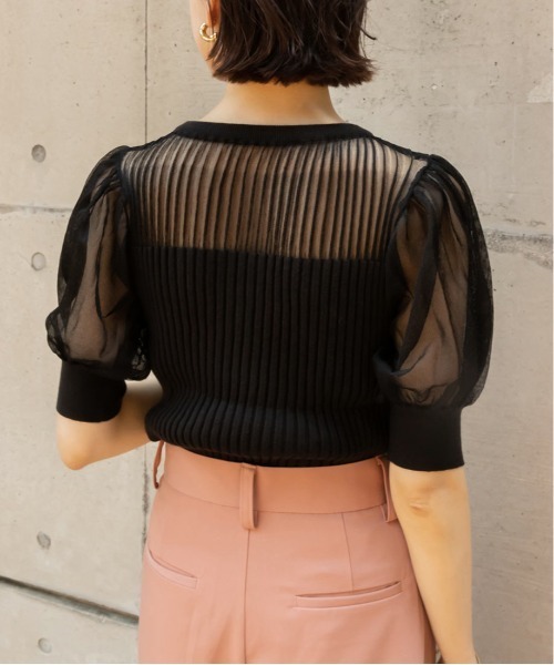 RANDA（ランダ）の「シアーボリュームスリーブニット（シャツ/ブラウス・レディース・ブラック/ベージュ/グレー・FREE）」の10枚目の写真