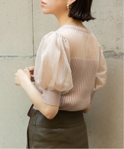 RANDA（ランダ）の「シアーボリュームスリーブニット（シャツ/ブラウス・レディース・ブラック/ベージュ/グレー・FREE）」の8枚目の写真